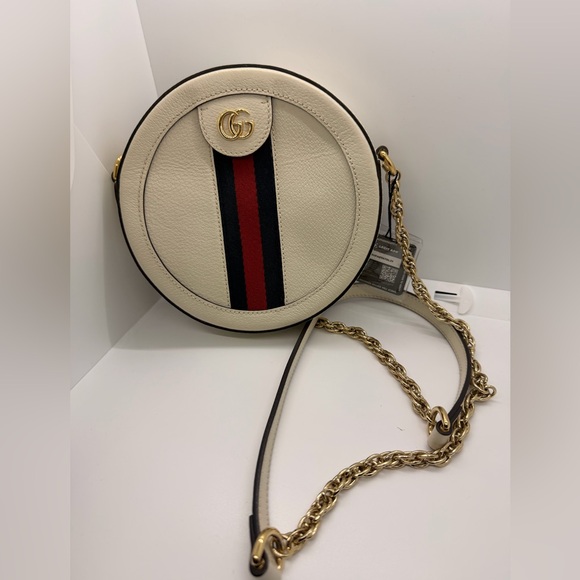 Gucci Handbags - Authentic Gucci Ophidia Cream and Black Round Crossbody Bag